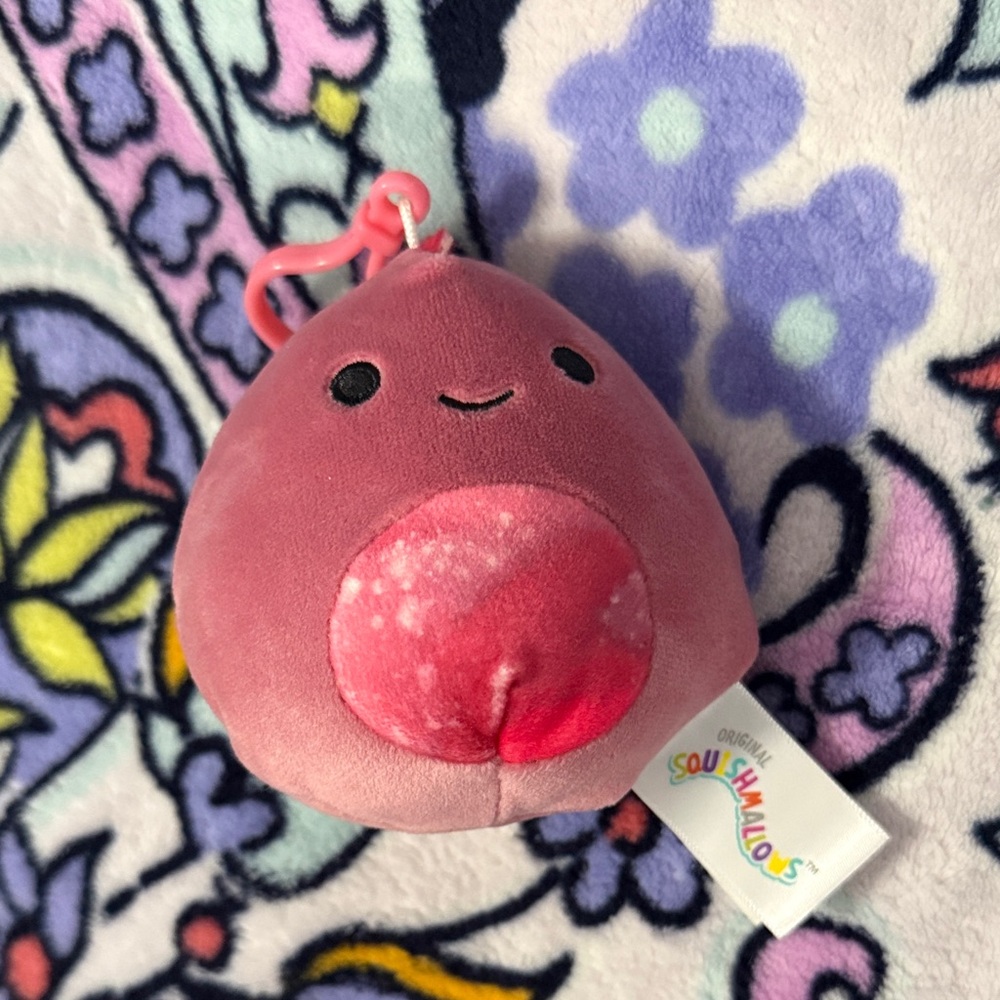 Squishmallows Pink dinosaur Plush Keychain